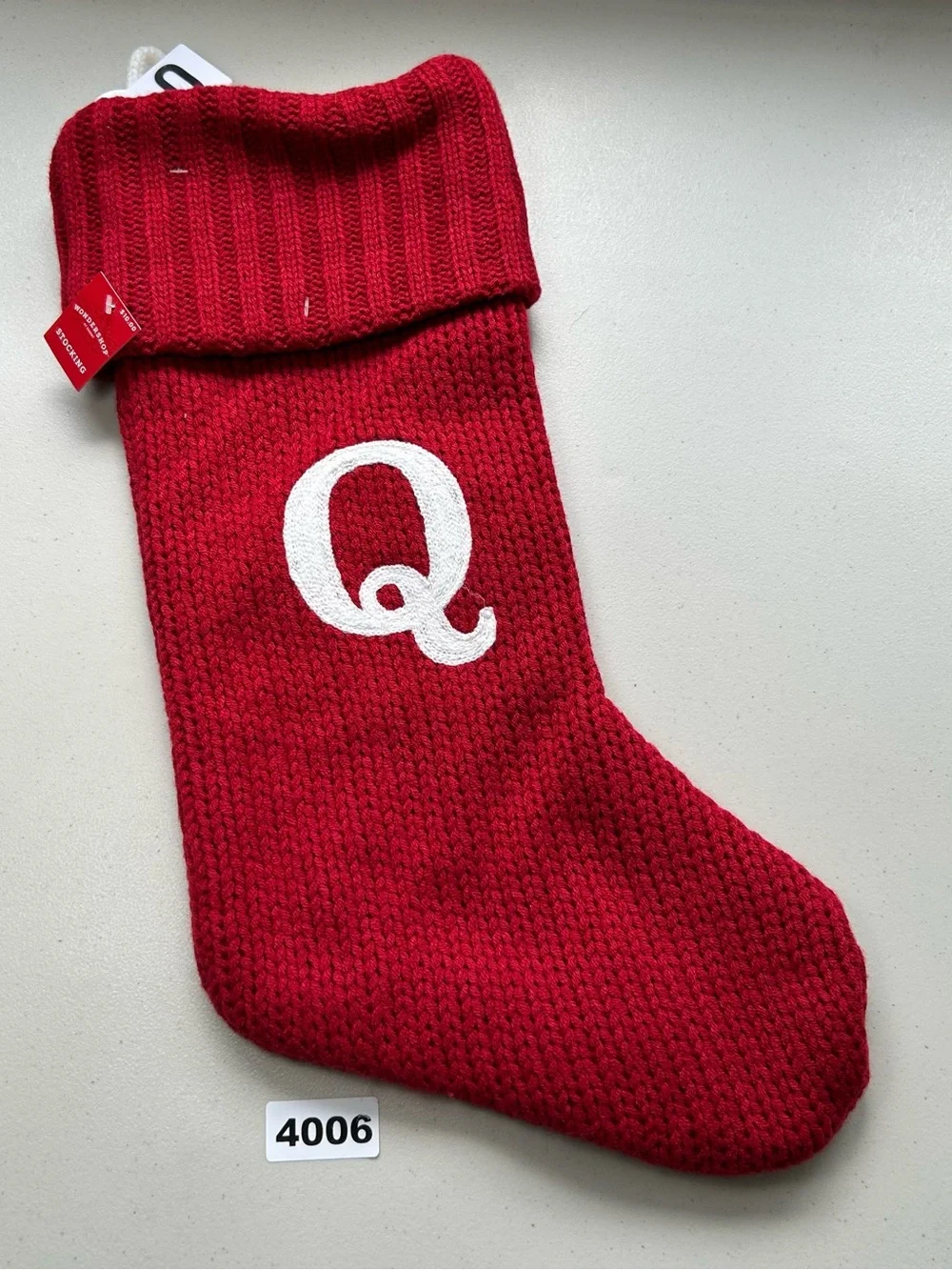 Wondershop Target Christmas Stocking Red Cable Knit Letter Q Monogram
